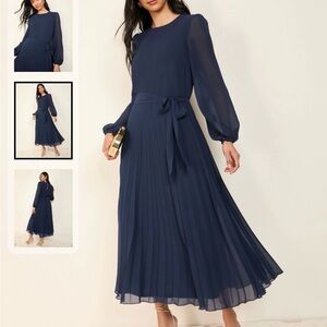Chic Long Sleeve Navy Dress